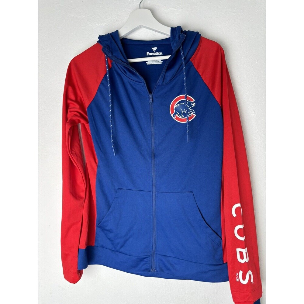 Chicago Cubs Women's Fanatics Royal/Red Sleeve Medium Full-Zip Hoodie